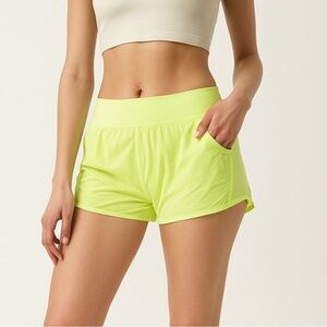 Lululemon Neon Yellow/Green Swift-Style Running Shorts 10